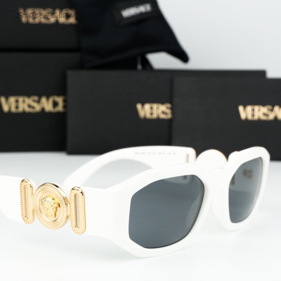 NEW Versace VE4361 401/87 Medusa Biggie White Grey Rectangle Unisex Sunglasses - Picture 3 of 16